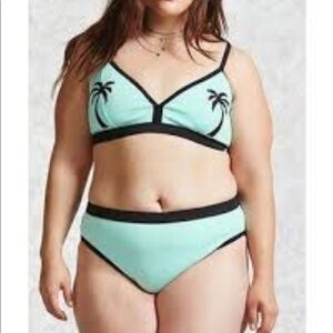 Forever 21+ light blue palm tree design sw…